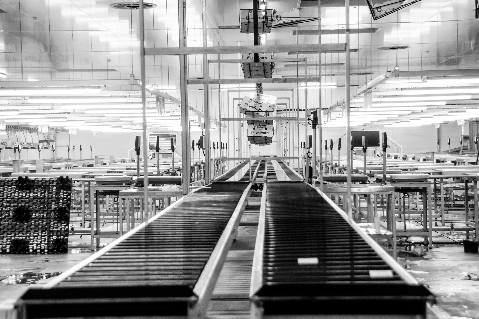 Production line inside a manufacturing facility